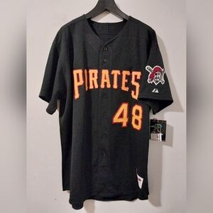 Majestic Vtg. Pittsburgh Pirates Oliver Perez Black Alternate Jersey Size 52